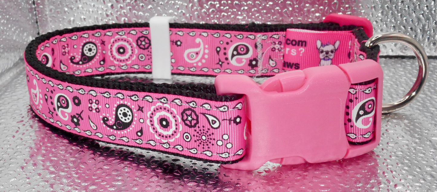 Pink Paisley Adjustable Dog Collar Handmade