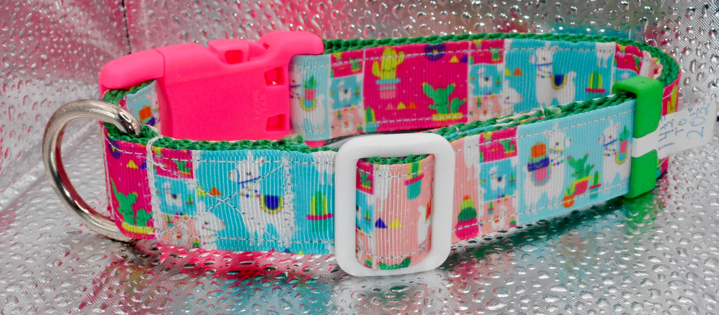 Llamas Adjustable Dog Collar Handmade
