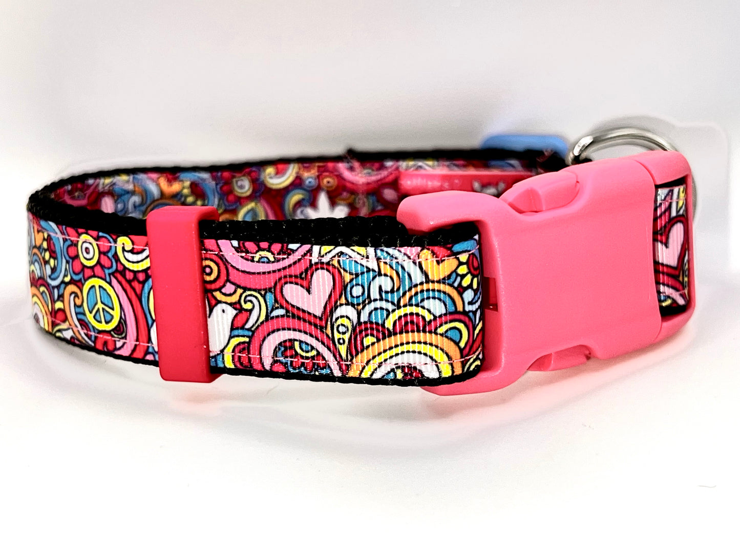Peace Love Rainbows Adjustable Dog Collar