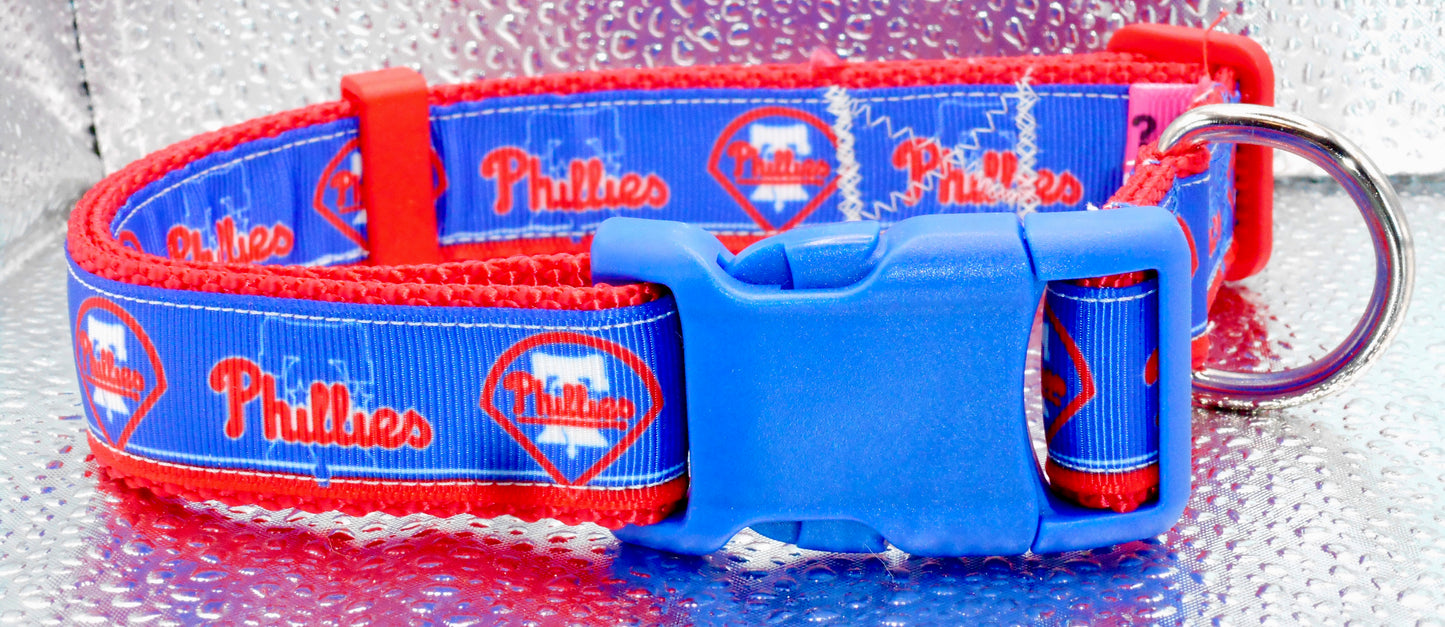 Phillies Blue Adjustable Dog Collars Handmade