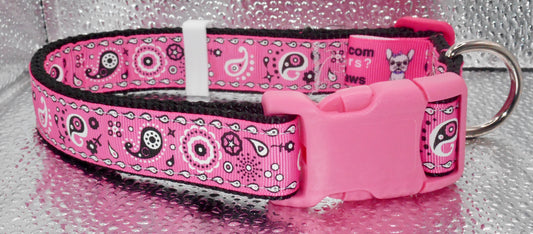 Pink Paisley Adjustable Dog Collar Handmade