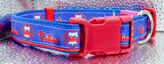 Phillies Blue Adjustable Dog Collars Handmade