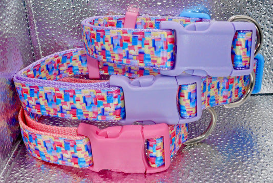Pastel Design Adjustable Dog Collar Handmade