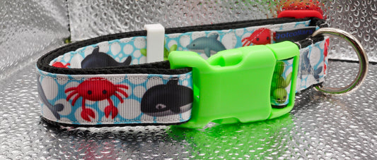 Ocean Creatures Adjustable Dog Collars light Turtles Crab Whale Dolphin handmade Strong